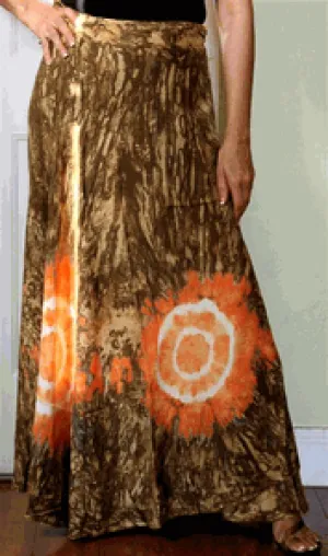 100% Fine Rayon Wrap Skirt ! Tie-Dye Print ! One Size Fits Most !