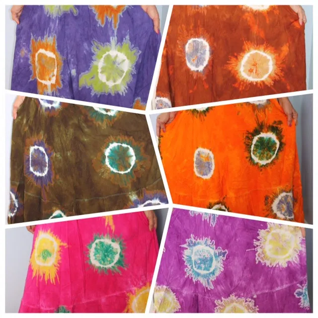 100% Fine Rayon Wrap Skirt ! Tie-Dye Print ! One Size Fits Most !