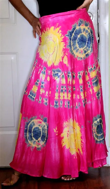 100% Fine Rayon Wrap Skirt ! Tie-Dye Print ! One Size Fits Most !