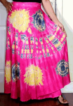 100% Fine Rayon Wrap Skirt ! Tie-Dye Print ! One Size Fits Most !