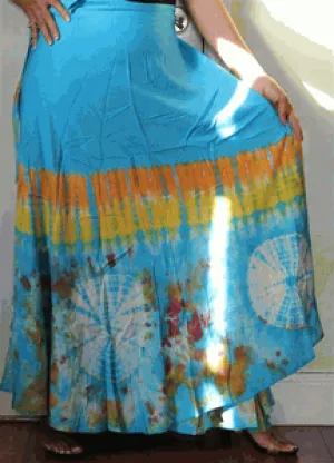 100% Fine Rayon Wrap Skirt ! Tie-Dye Print ! One Size Fits Most !