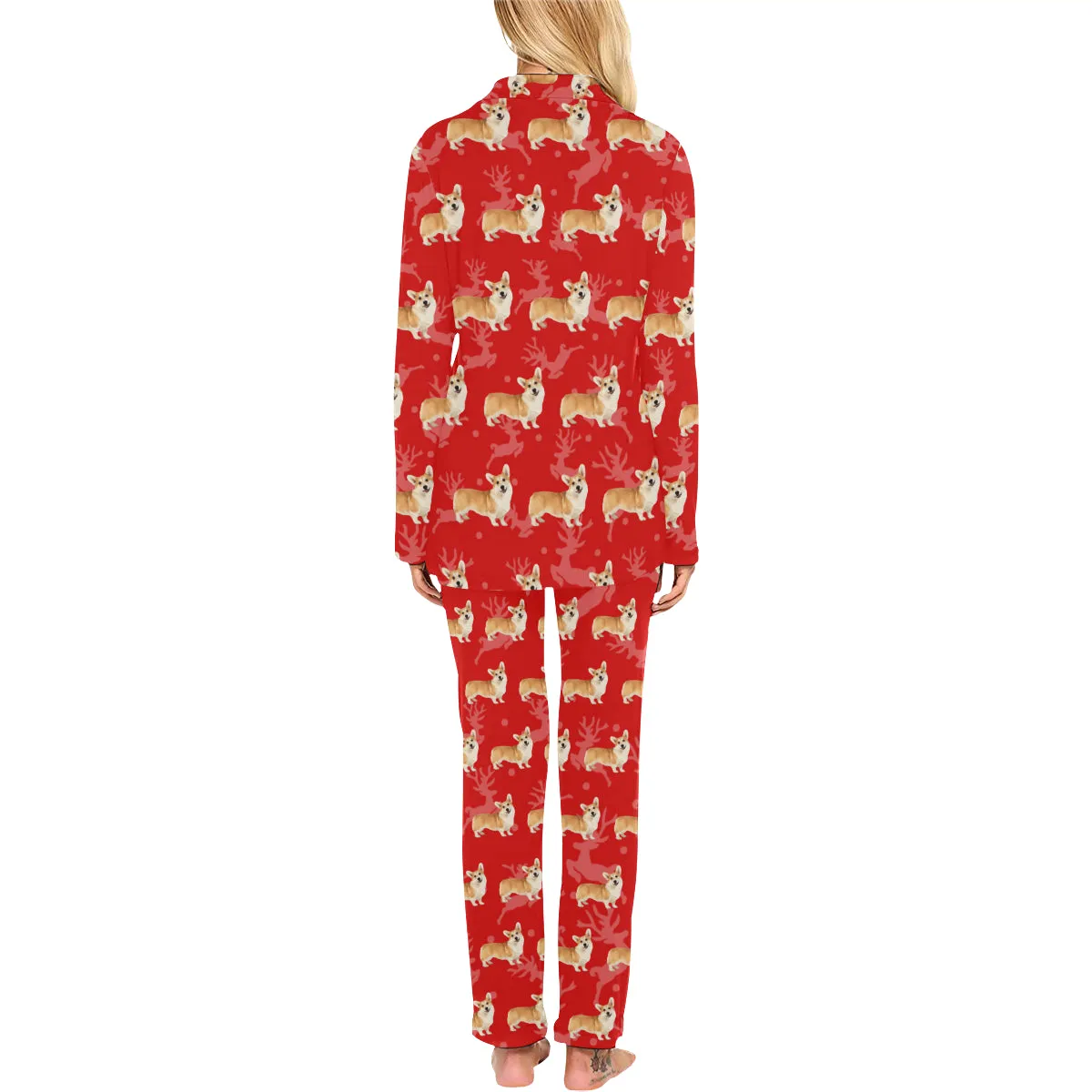 2 Piece Corgi Long PJ Set - Holiday