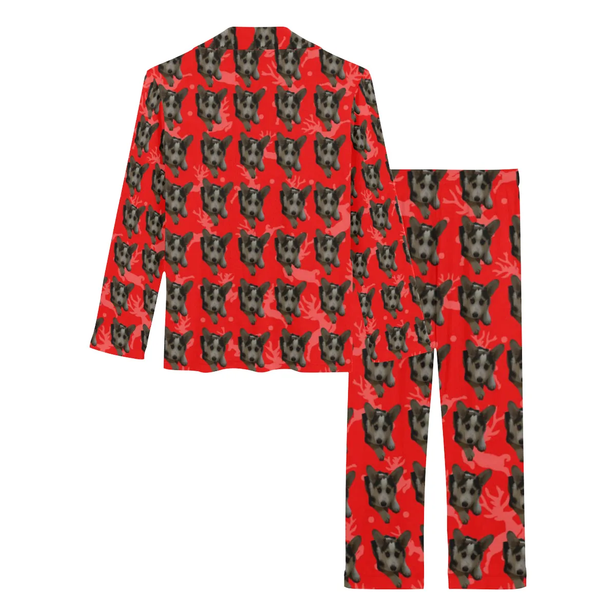 2 Piece Corgi Long PJ Set - Tri Holiday