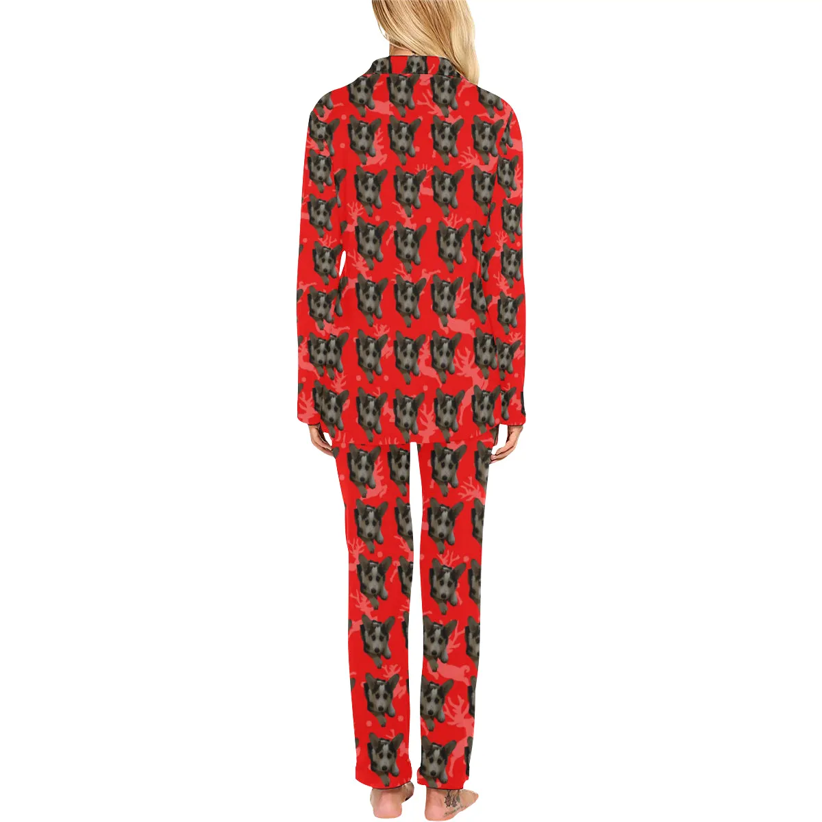2 Piece Corgi Long PJ Set - Tri Holiday