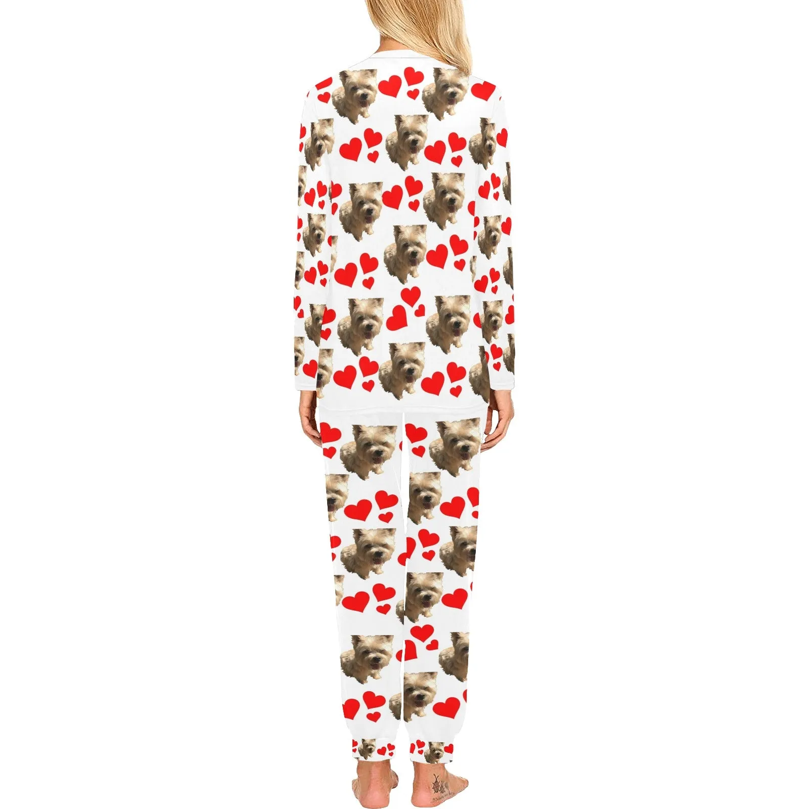 2 Piece Norwich Terrier Hearts Long Tee Pajama Set