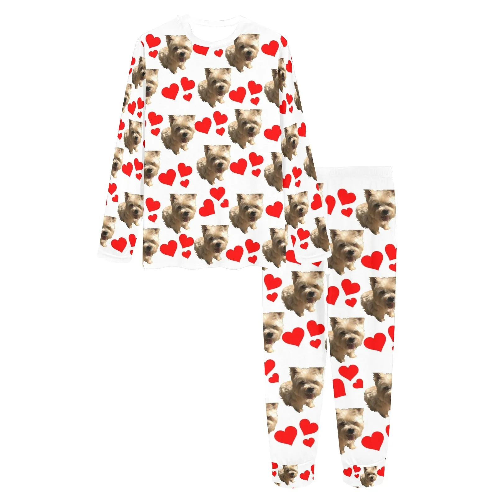 2 Piece Norwich Terrier Hearts Long Tee Pajama Set