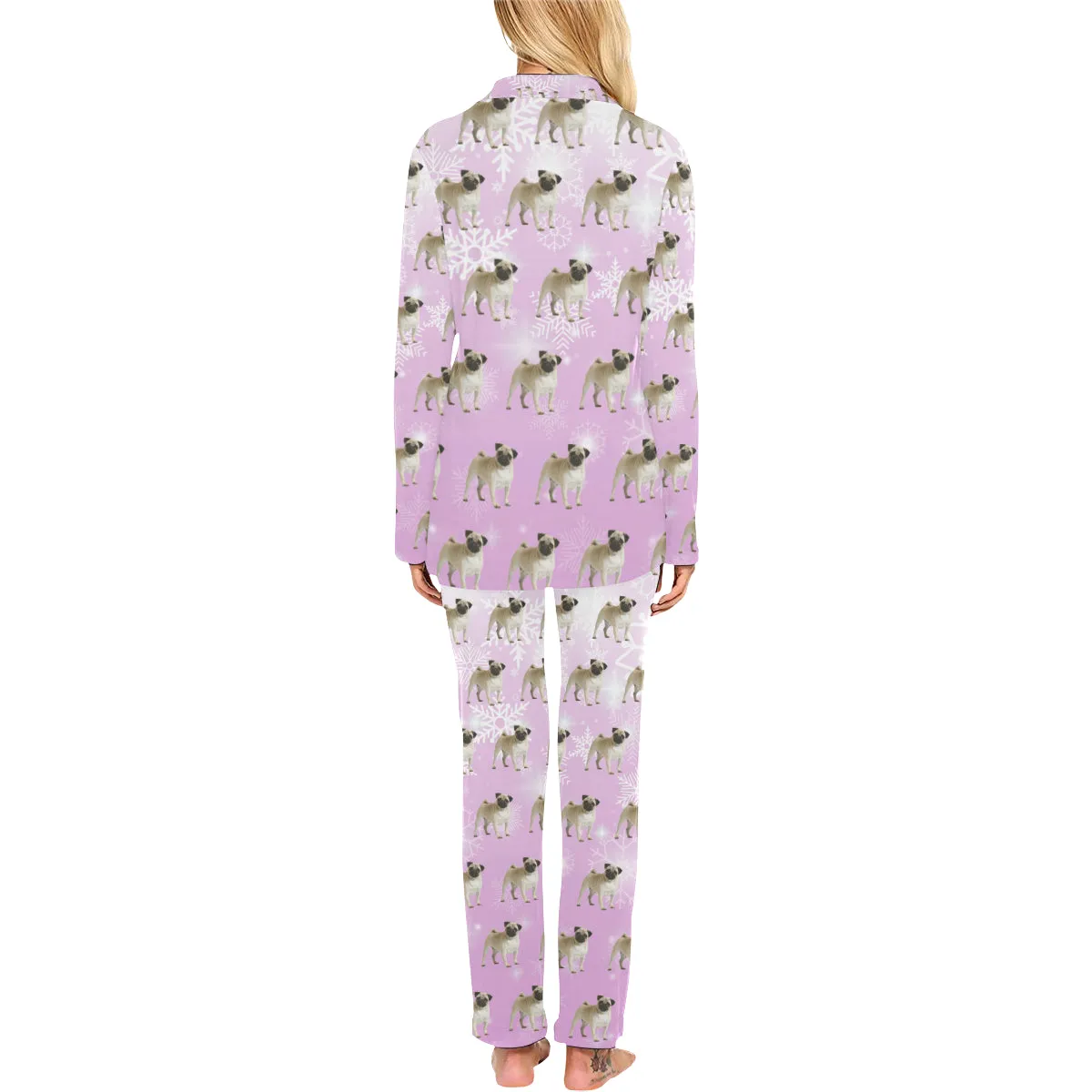 2 Piece Pug Long PJ Set - Holiday