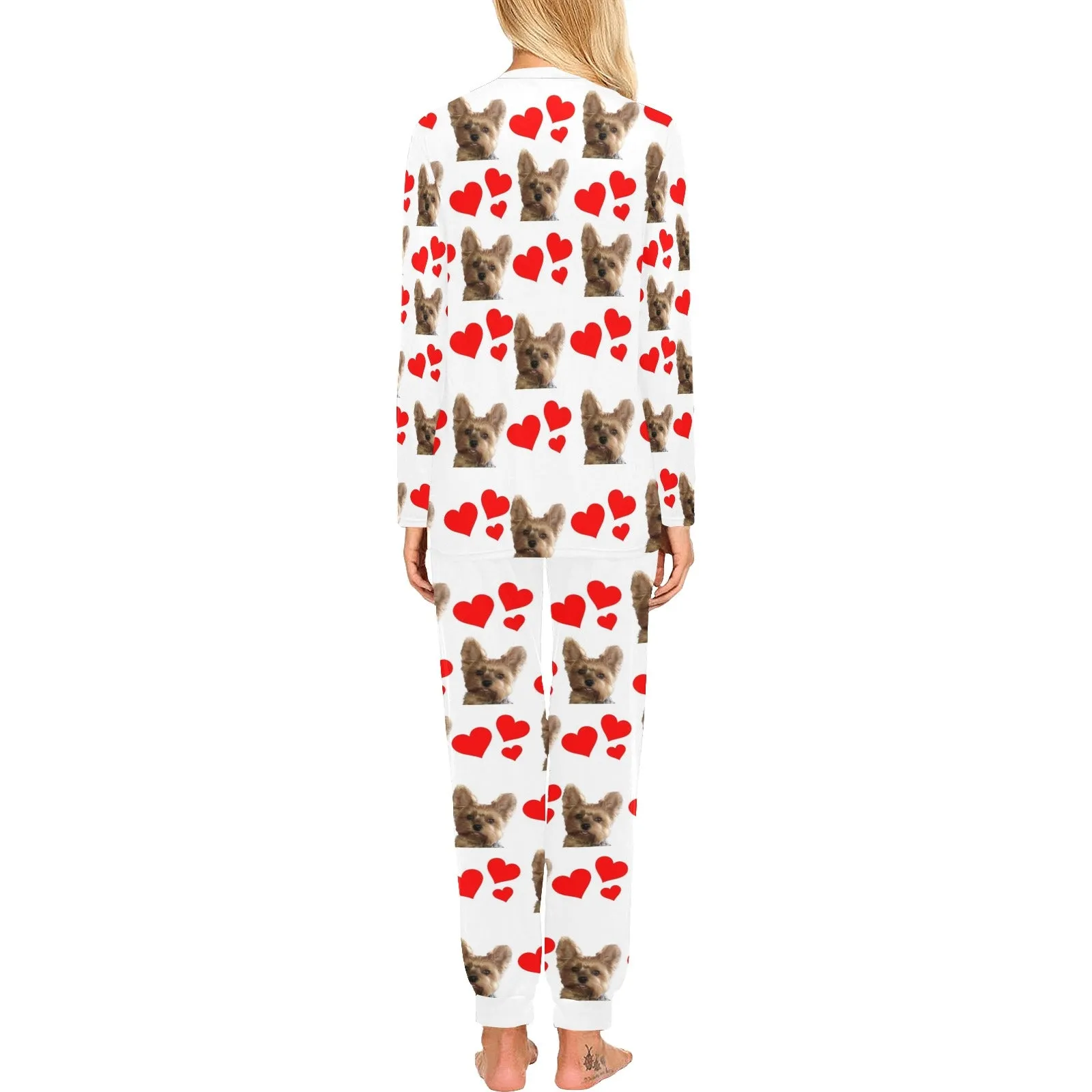 2 Piece Yorkie Hearts Long Tee Pajama Set