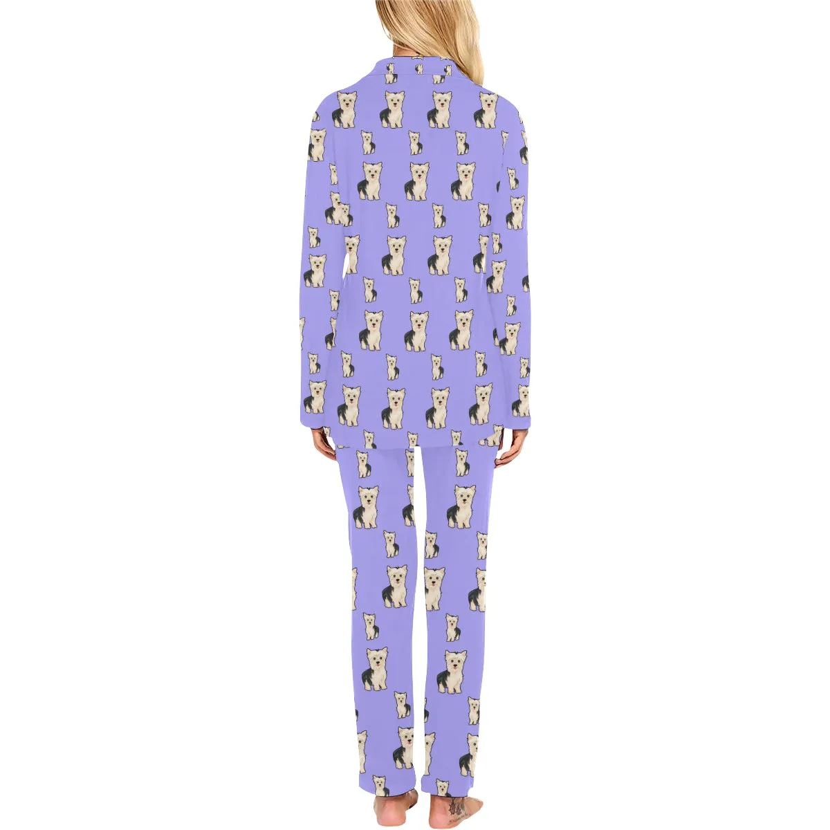 2 Piece Yorkie Long PJ Set - Purple