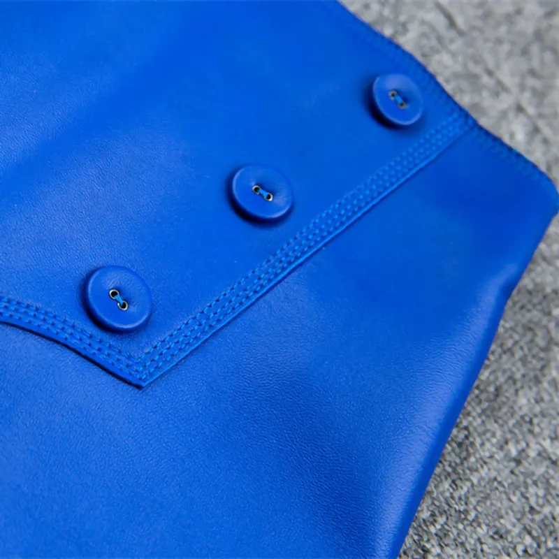 2022 New Women Leather Sheepskin Skirt Versatile Asymmetric Button Pack Hip Skirt Solid Short Dress Autumn Winter TF4796