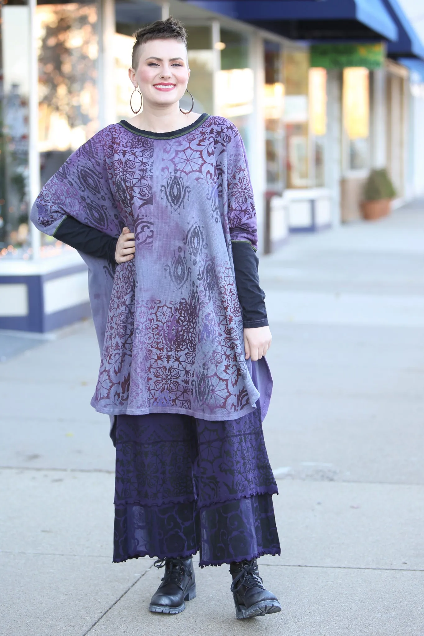 2251HD  Natural City Tunic Violet Hand Dyed 'Purples Dreaming'