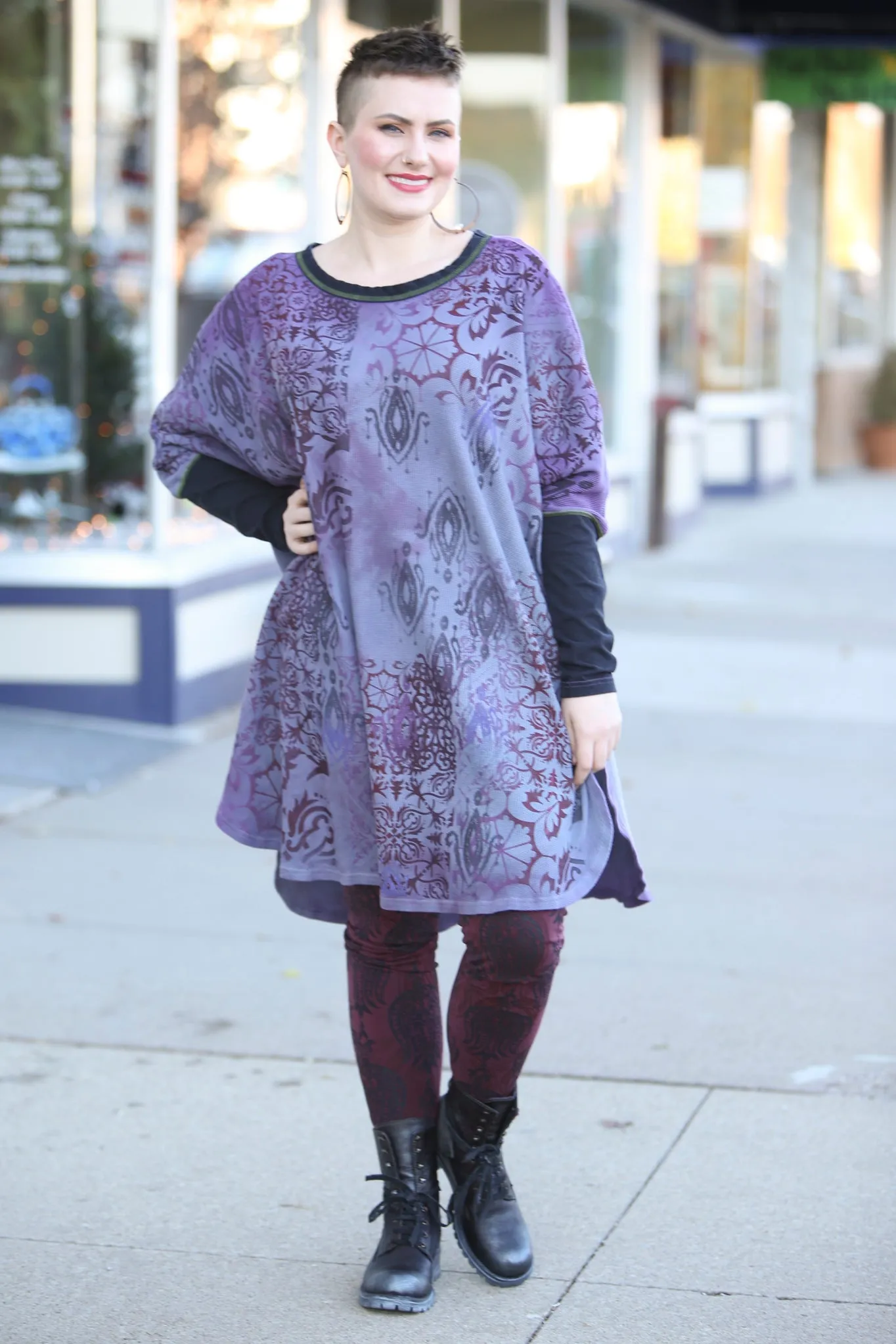2251HD  Natural City Tunic Violet Hand Dyed 'Purples Dreaming'