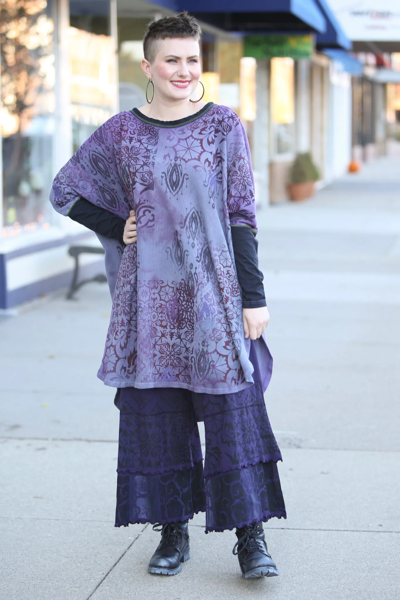 2251HD  Natural City Tunic Violet Hand Dyed 'Purples Dreaming'