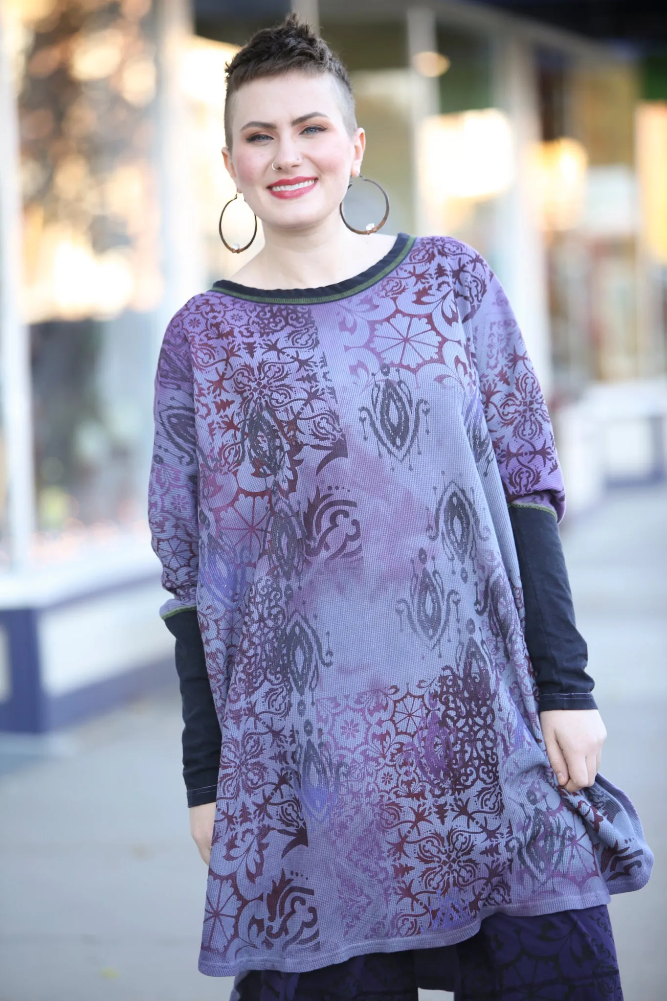 2251HD  Natural City Tunic Violet Hand Dyed 'Purples Dreaming'