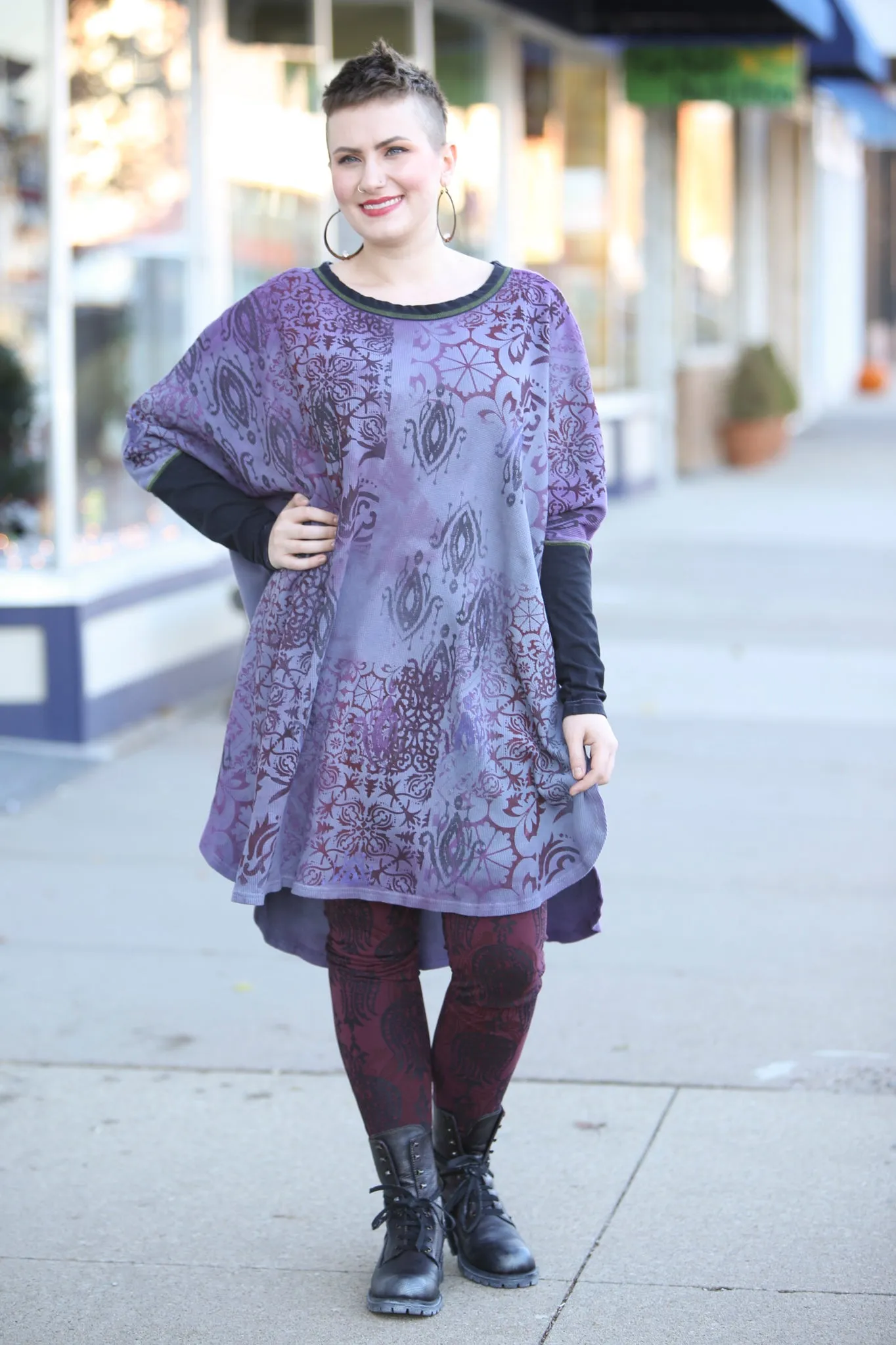 2251HD  Natural City Tunic Violet Hand Dyed 'Purples Dreaming'