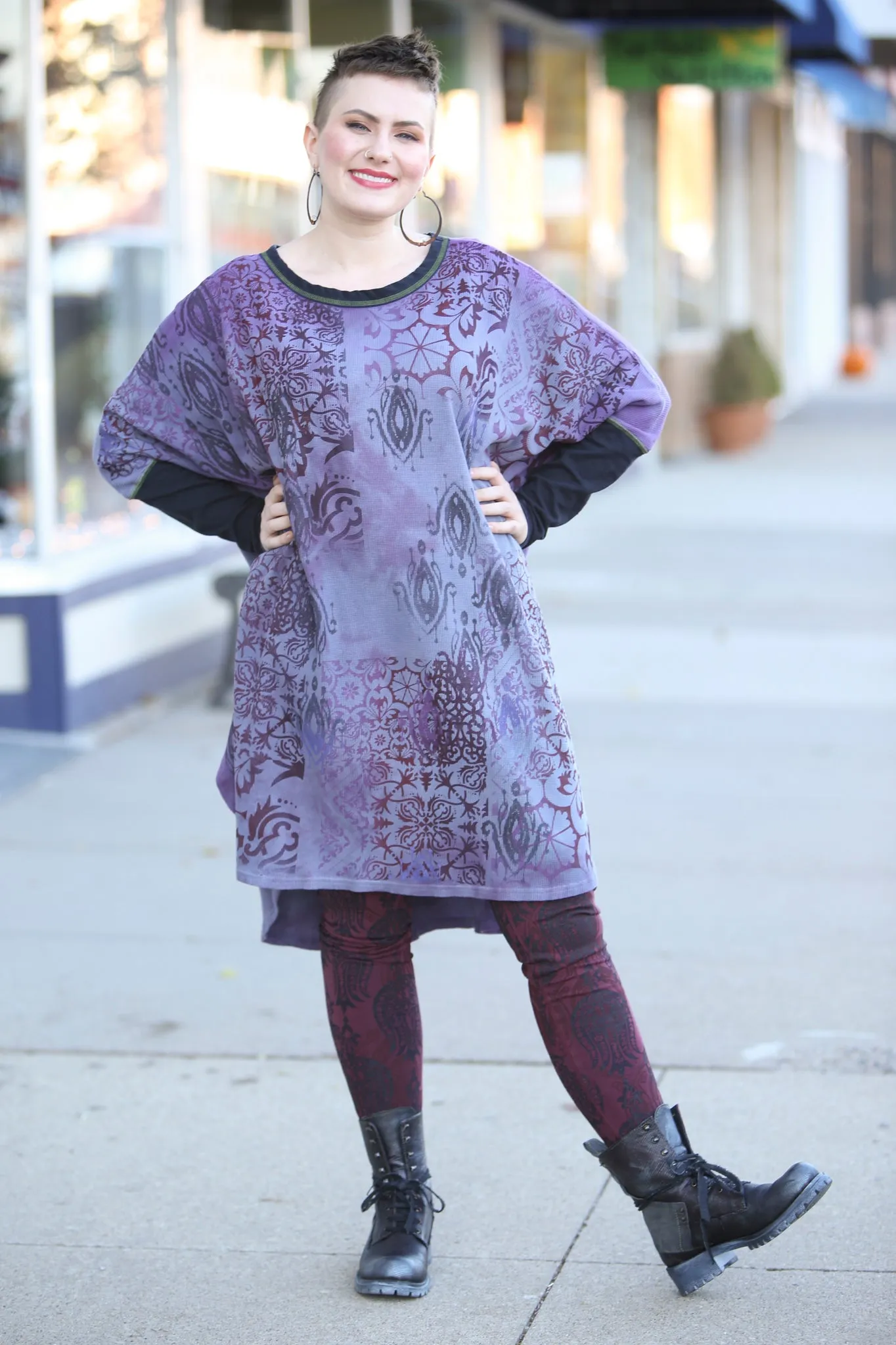 2251HD  Natural City Tunic Violet Hand Dyed 'Purples Dreaming'