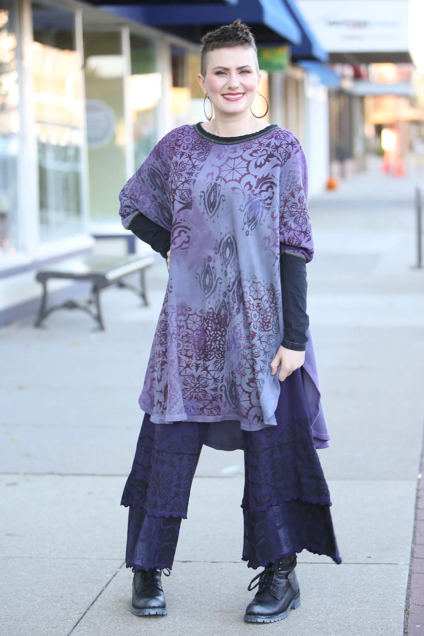 2251HD  Natural City Tunic Violet Hand Dyed 'Purples Dreaming'