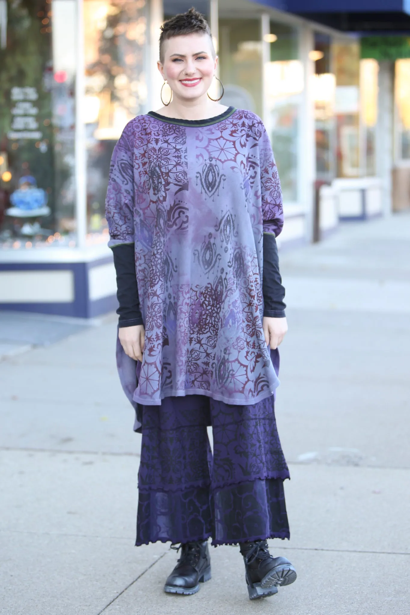 2251HD  Natural City Tunic Violet Hand Dyed 'Purples Dreaming'