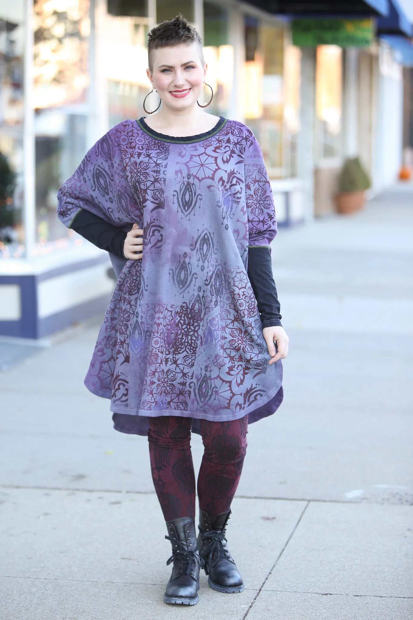 2251HD  Natural City Tunic Violet Hand Dyed 'Purples Dreaming'