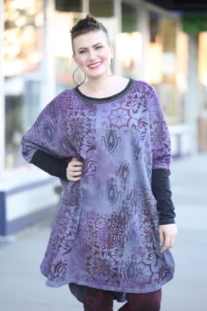 2251HD  Natural City Tunic Violet Hand Dyed 'Purples Dreaming'