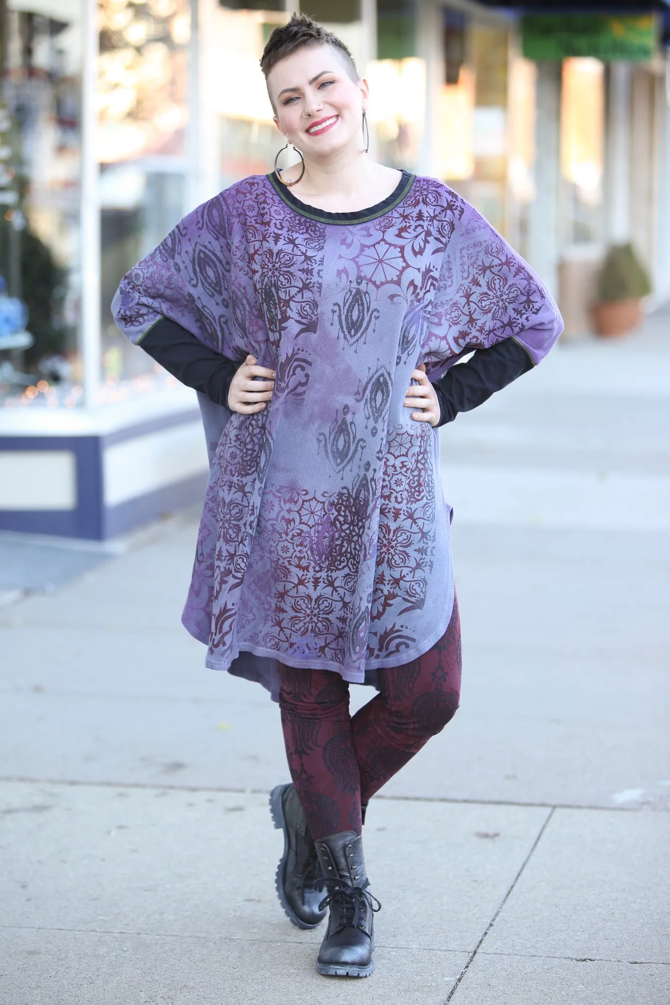 2251HD  Natural City Tunic Violet Hand Dyed 'Purples Dreaming'
