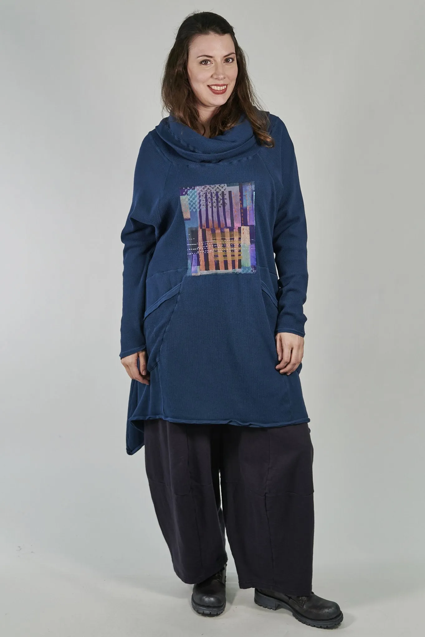 2292 Cowl Thermal Pocket Tunic Studio Blue-P