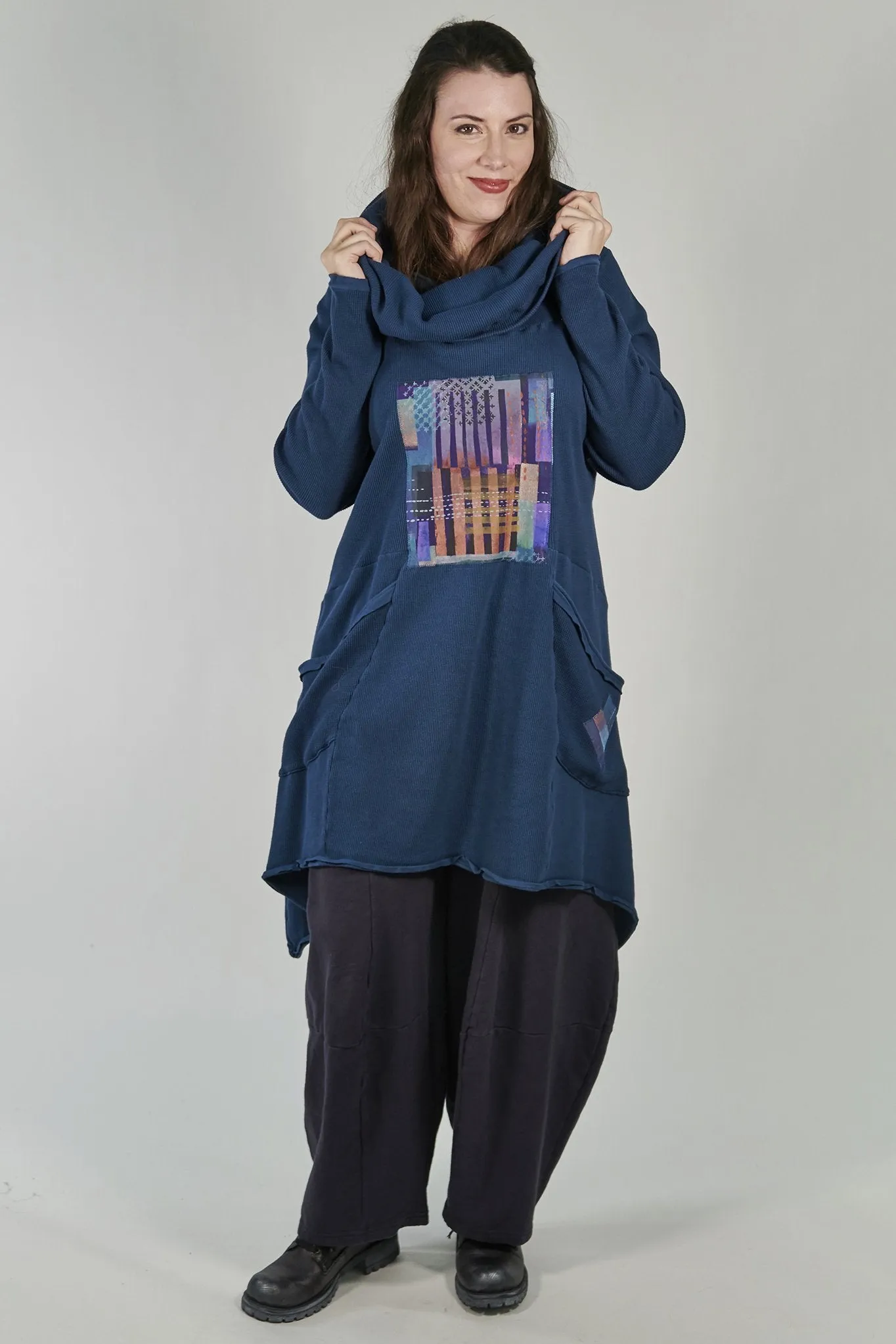 2292 Cowl Thermal Pocket Tunic Studio Blue-P