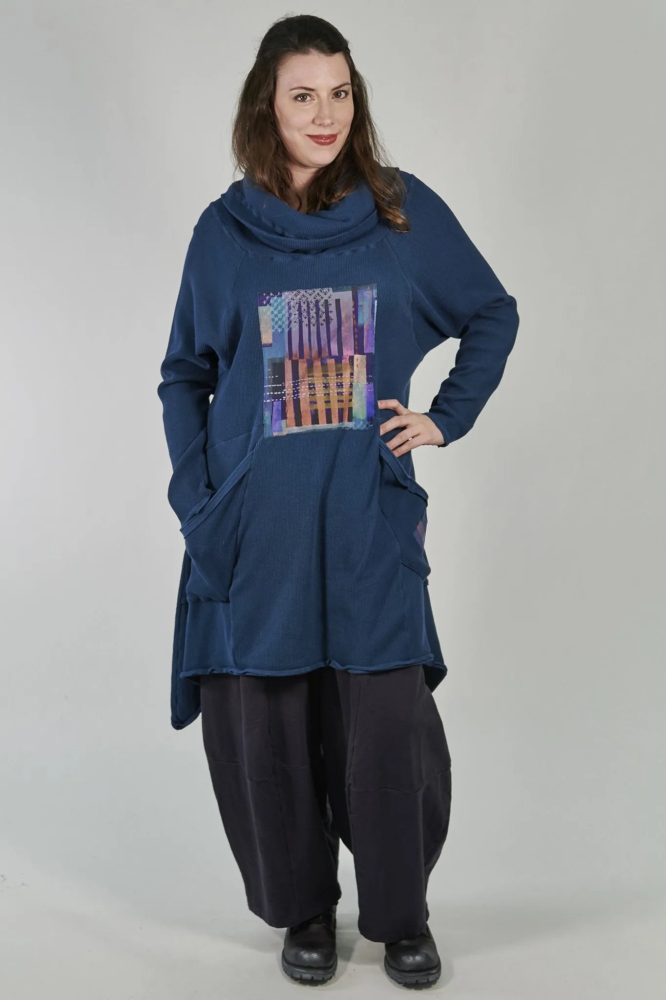 2292 Cowl Thermal Pocket Tunic Studio Blue-P