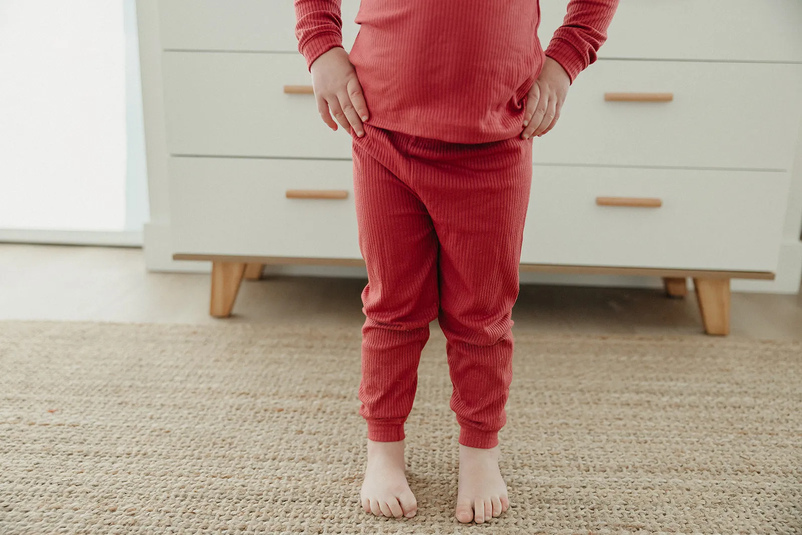 2pc Rib Knit Long Sleeve Pajama Set - Berry
