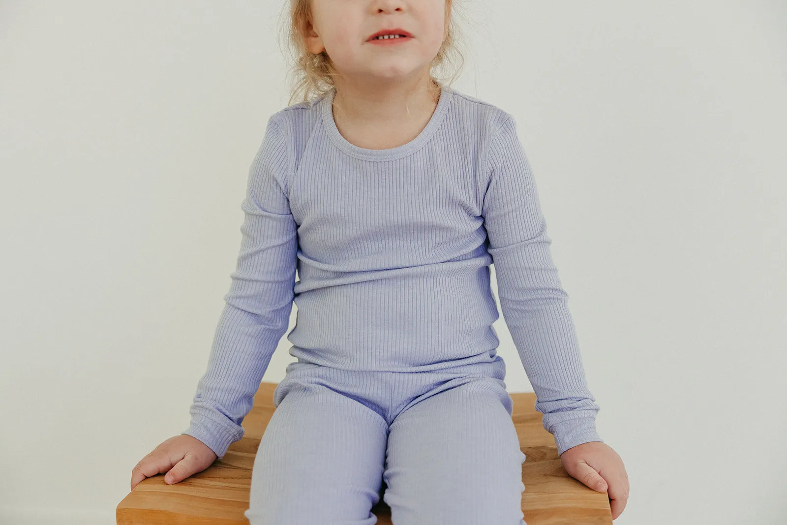 2pc Rib Knit Long Sleeve Pajama Set - Periwinkle