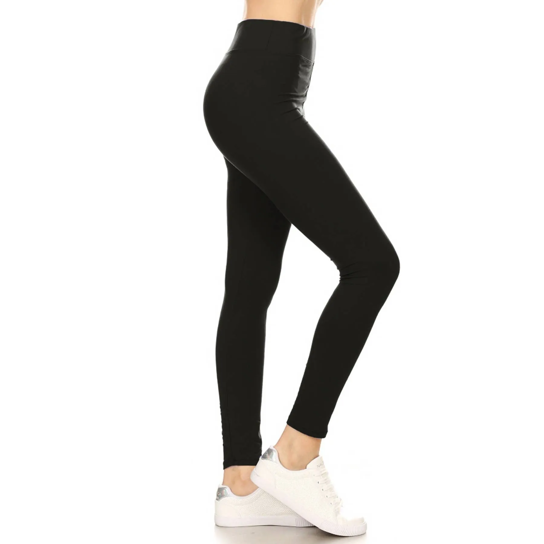 3" Yoga Band Buttery Soft Solid Leggings: Forest Green