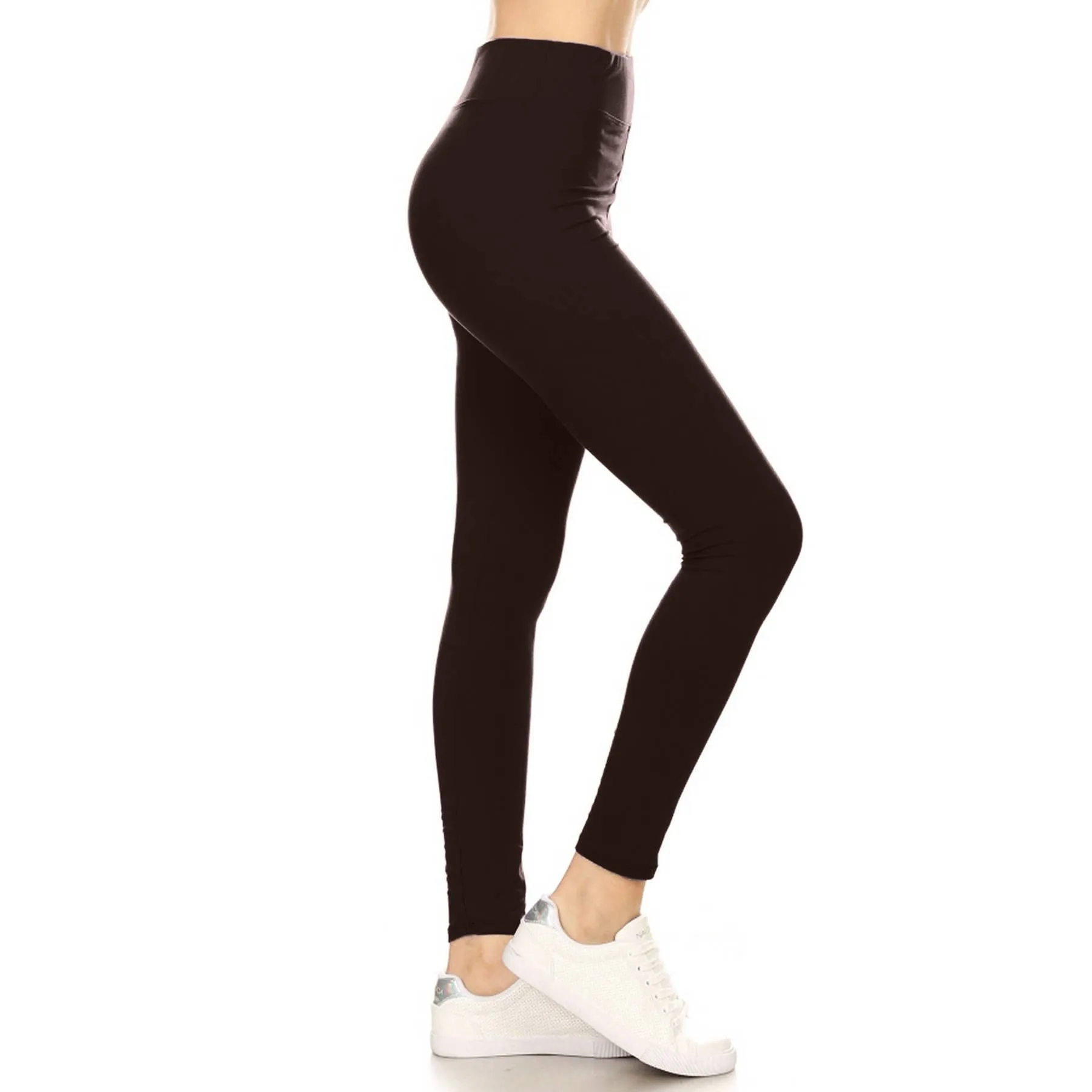 3" Yoga Band Buttery Soft Solid Leggings: Forest Green