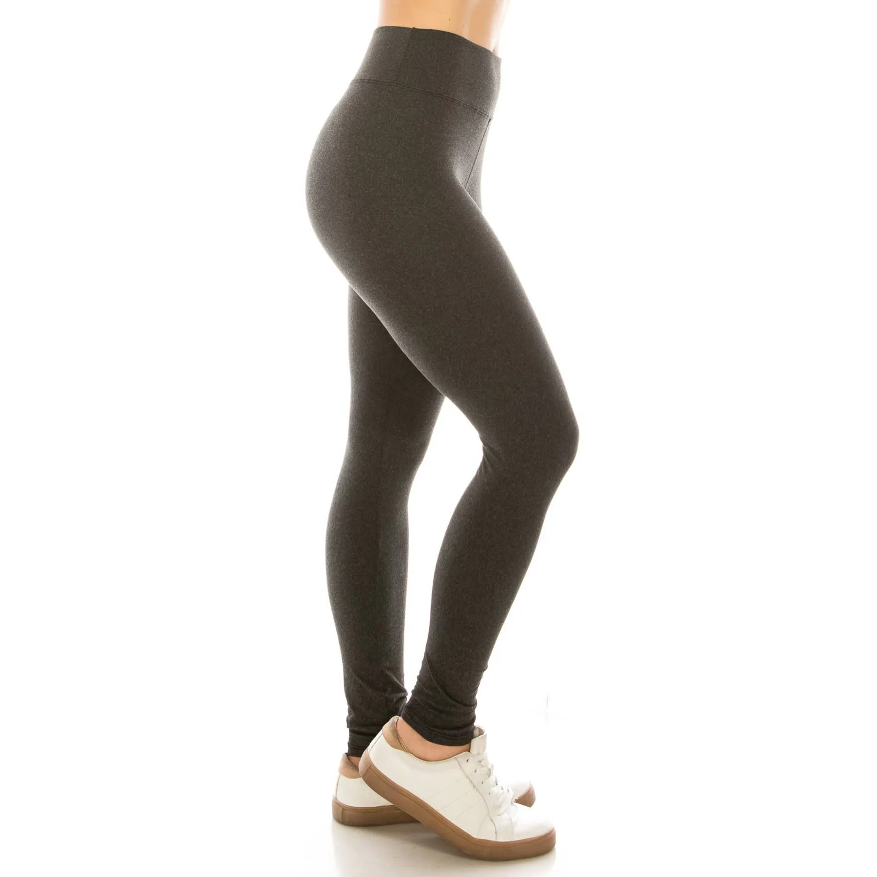 3" Yoga Band Buttery Soft Solid Leggings: Forest Green