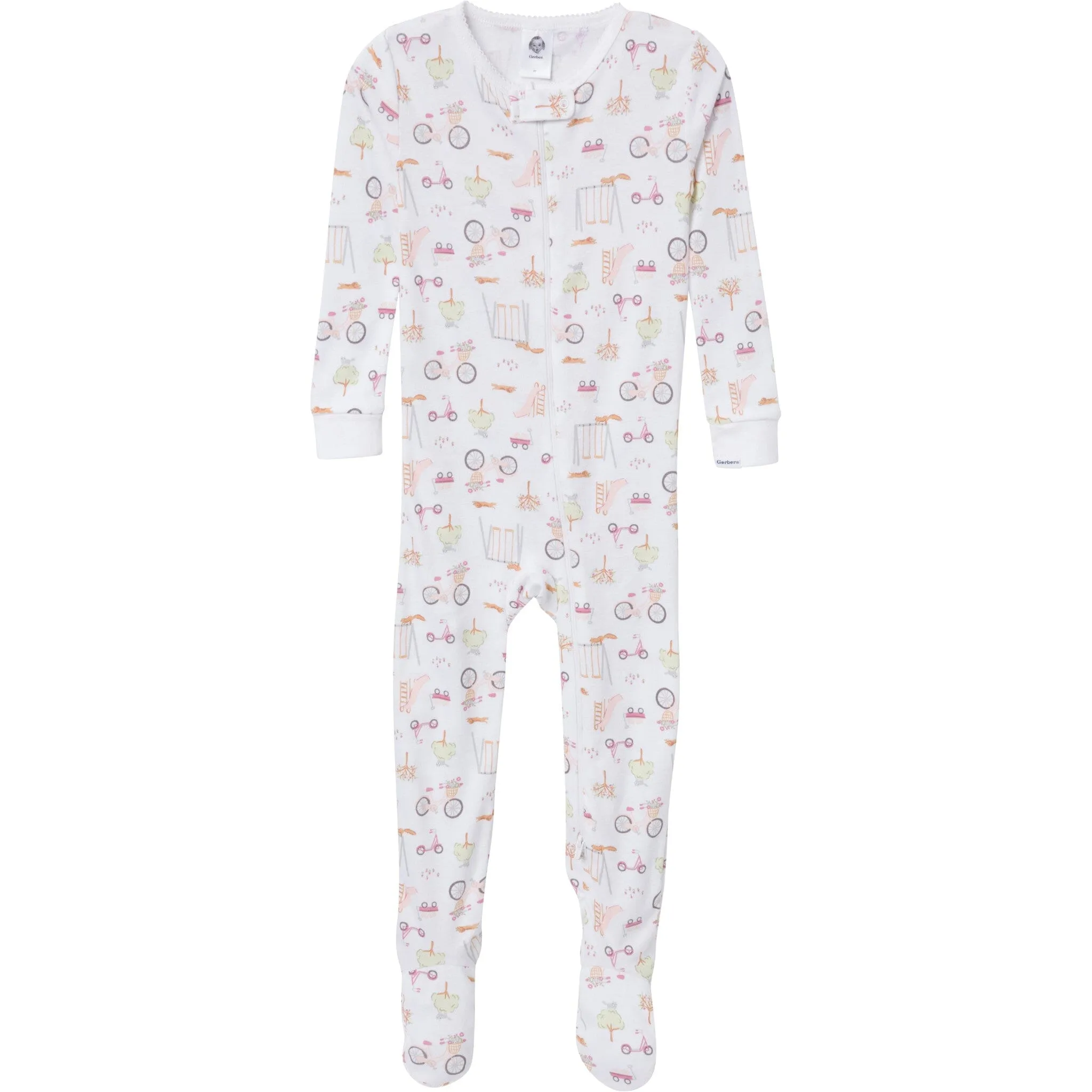 4-Pack Baby & Toddler Girls Dogs Snug Fit Footed Pajamas