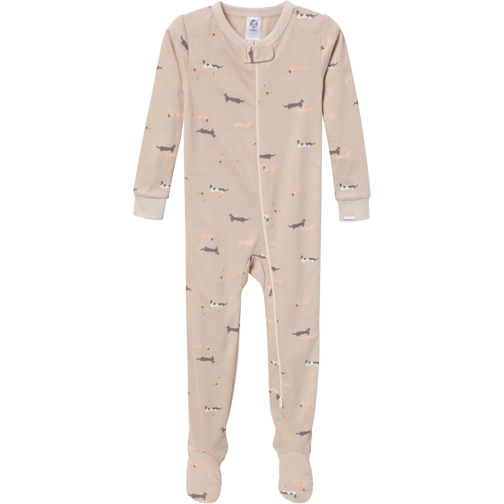 4-Pack Baby & Toddler Neutral Dog Snug Fit Footed Pajamas