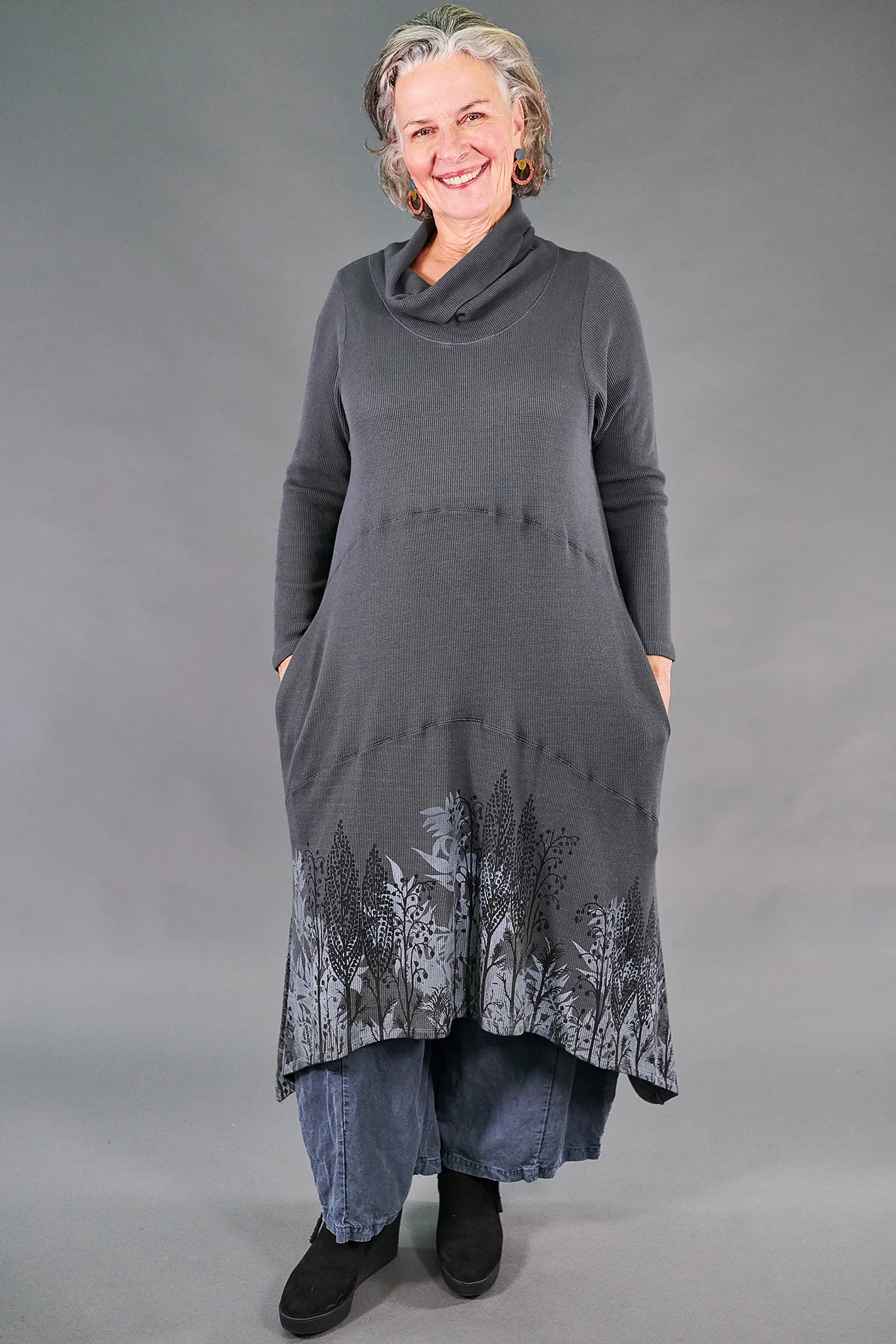 7220 Thermal Cowl Dress-Sea Grey-P