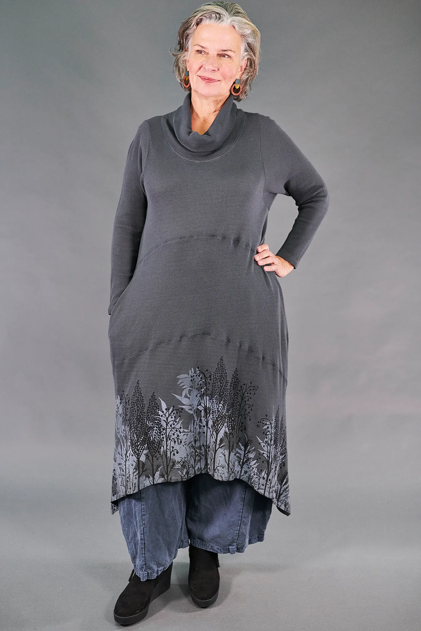 7220 Thermal Cowl Dress-Sea Grey-P