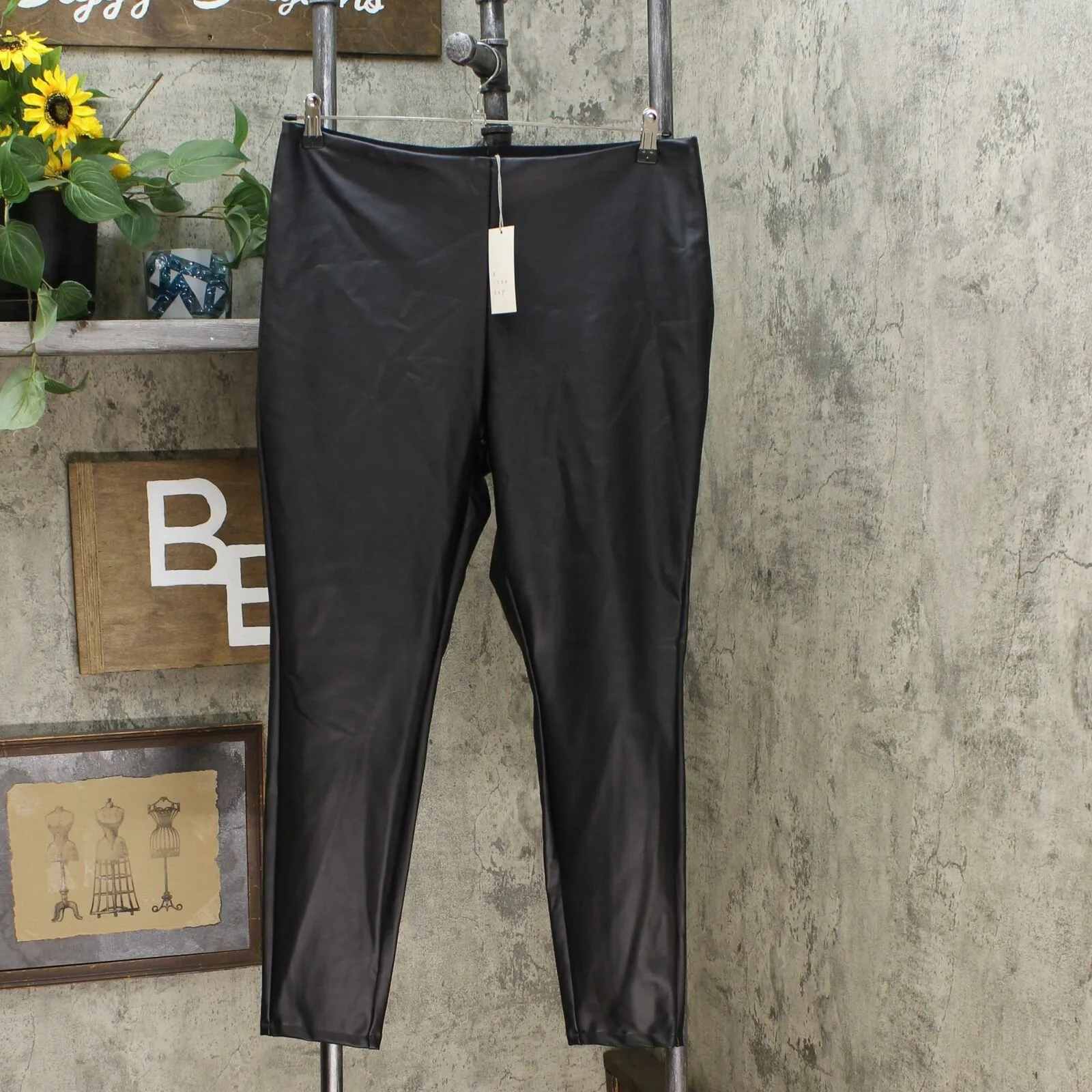 A New Day Women's Slim Fit Mid Rise Faux Leather Leggings