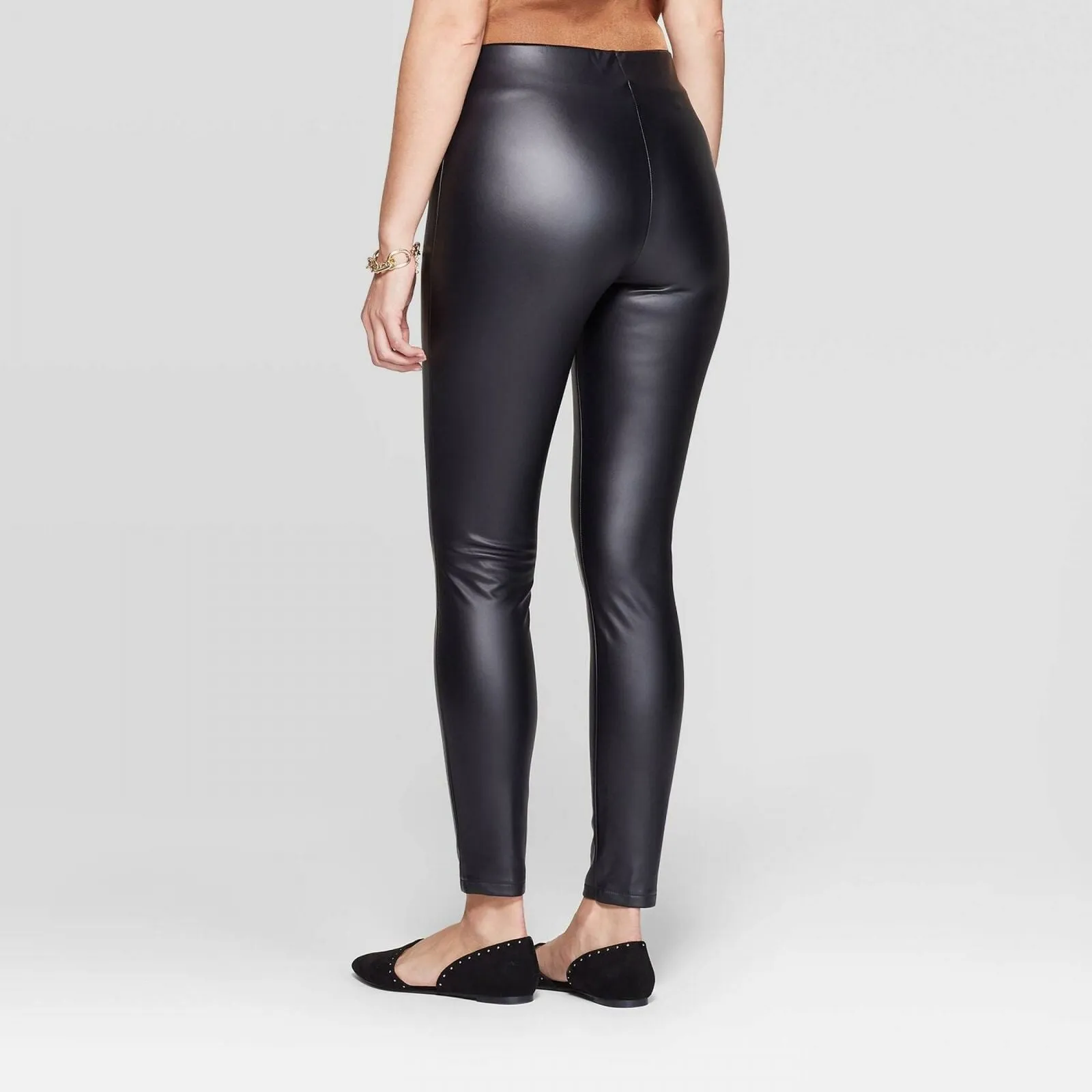 A New Day Women's Slim Fit Mid Rise Faux Leather Leggings