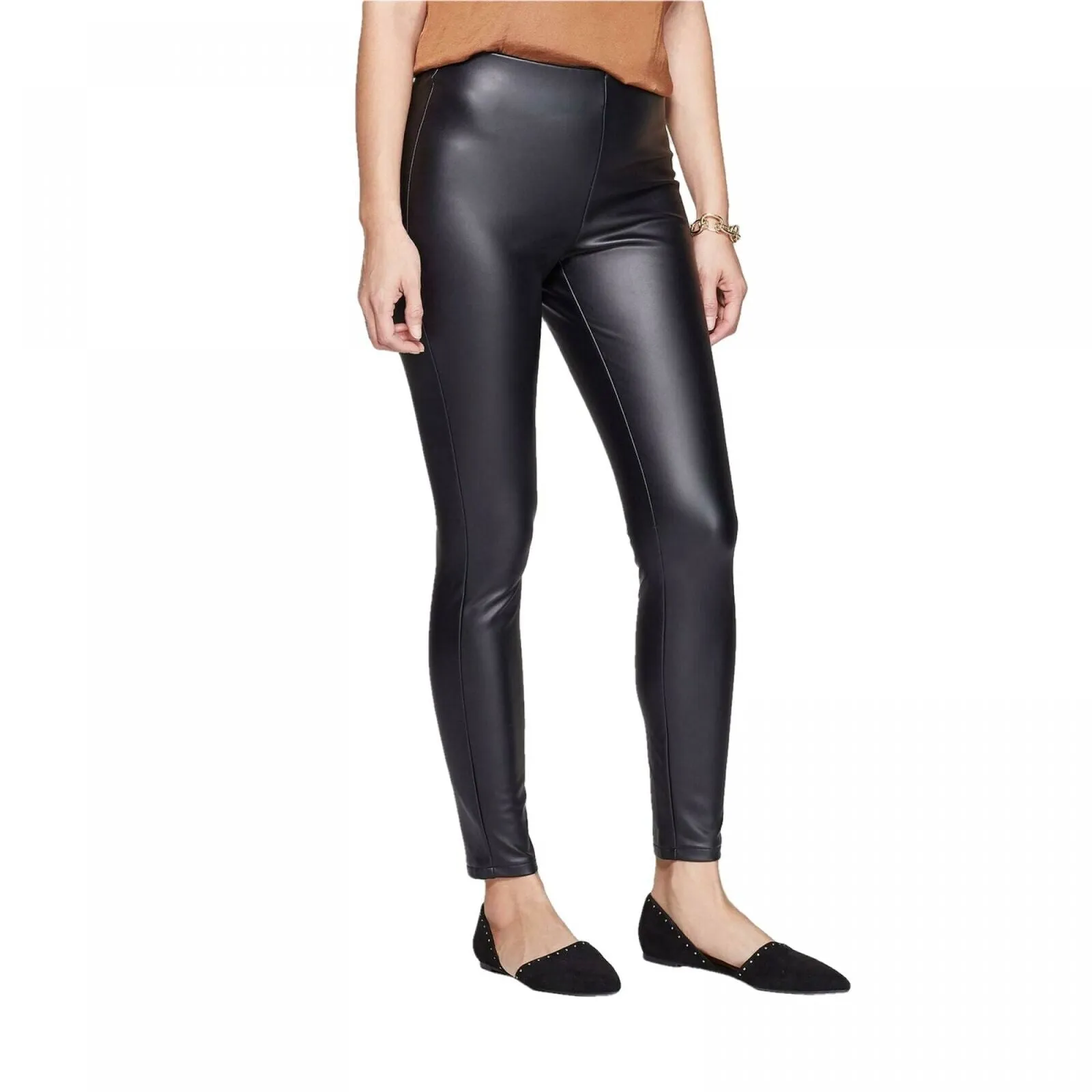 A New Day Women's Slim Fit Mid Rise Faux Leather Leggings