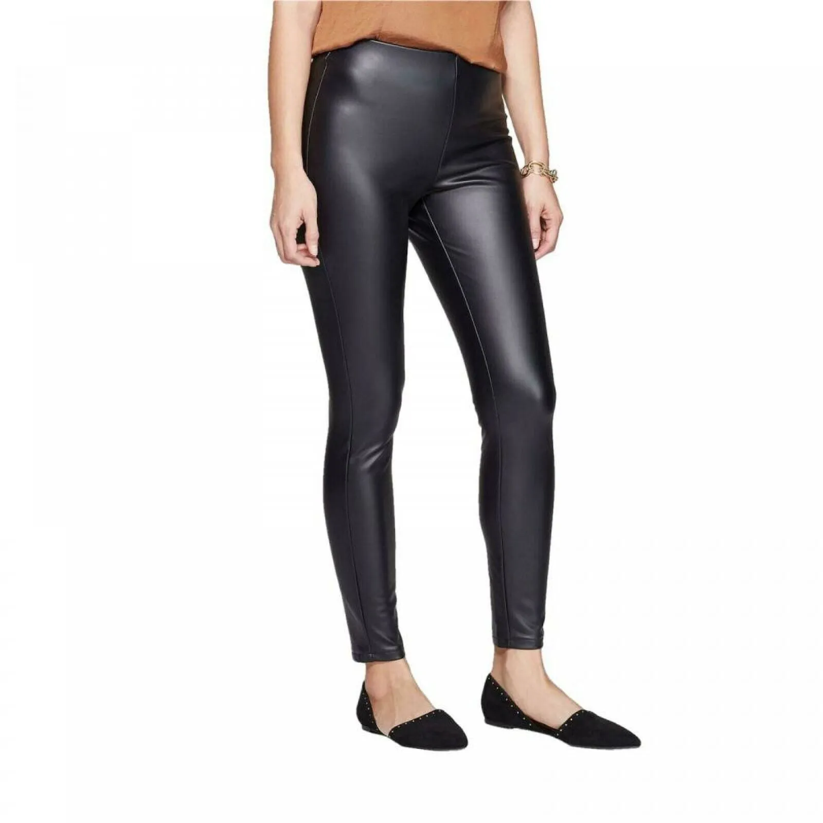A New Day Women's Slim Fit Mid Rise Faux Leather Leggings