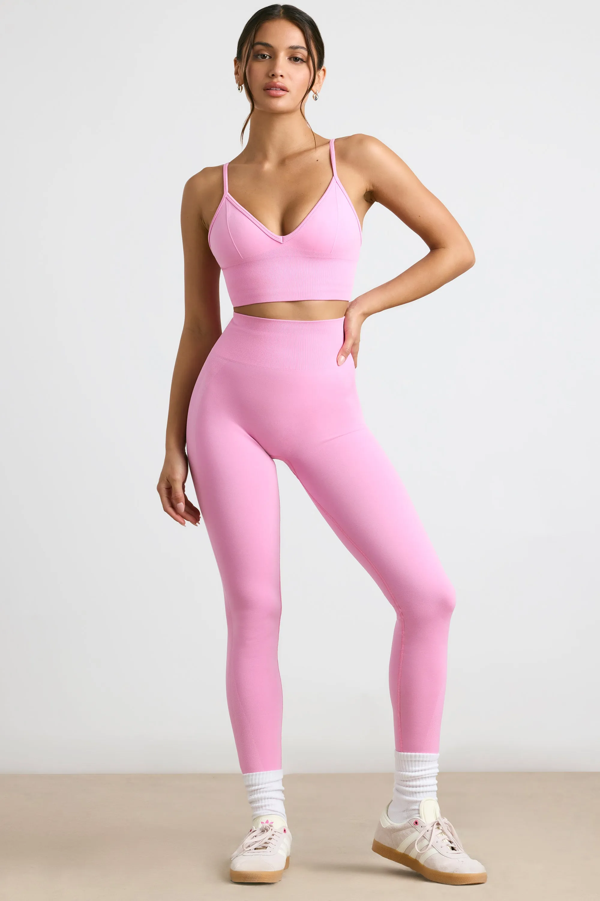 Admired - Petite High-Waist Define Luxe Leggings in Bubblegum Pink