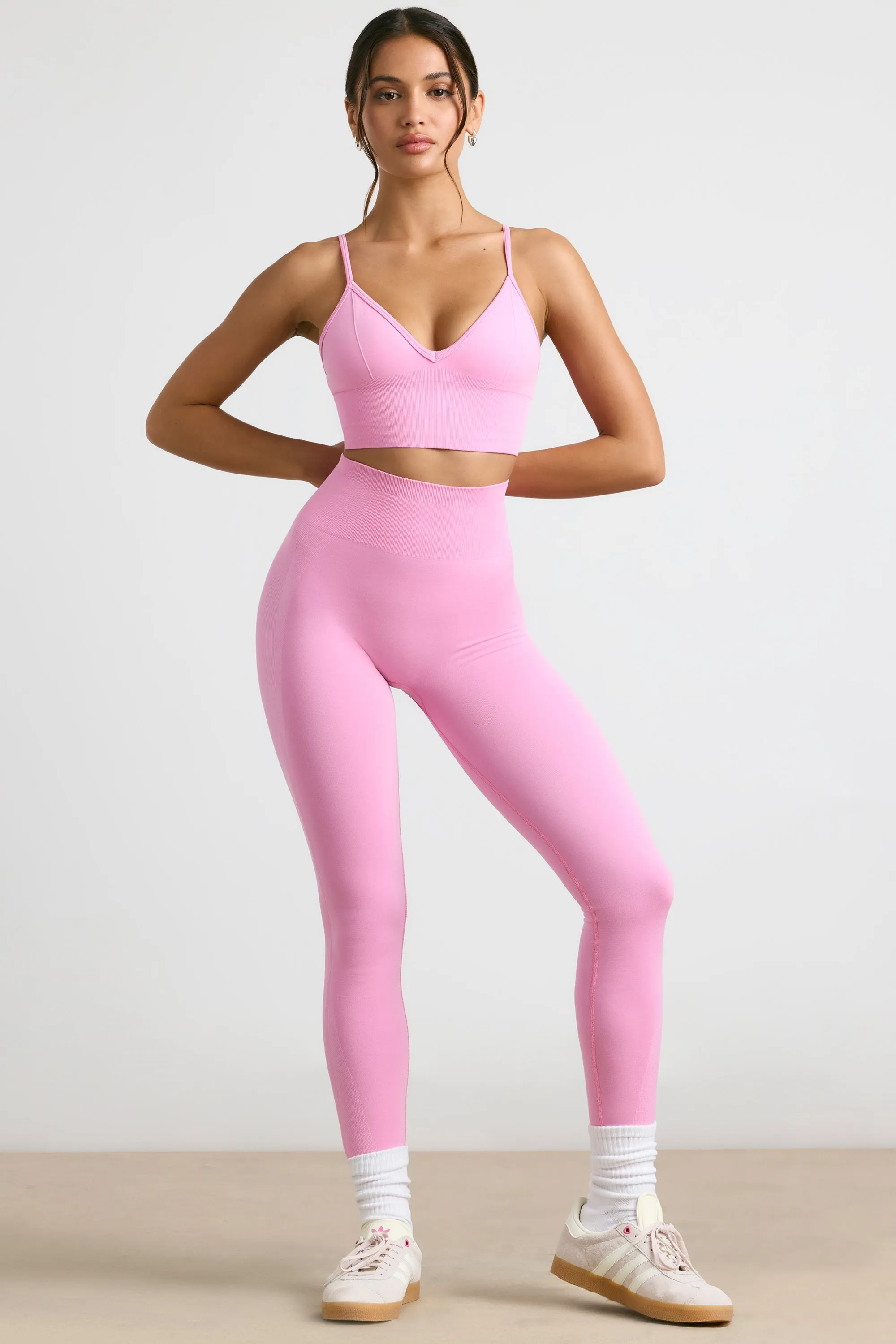 Admired - Petite High-Waist Define Luxe Leggings in Bubblegum Pink