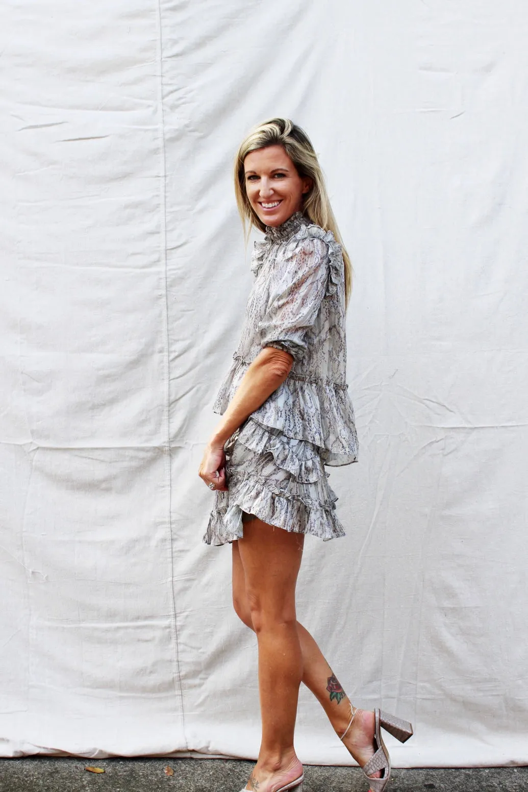 Amara Snake Print Ruffle Mini Skirt - Slither {Meet Me In Santorini}