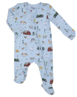 Angel Dear Blue Barn Zipper Footie