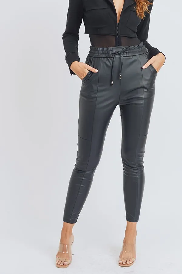 ARIELLA FAUX LEATHER PANTS (BLACK)
