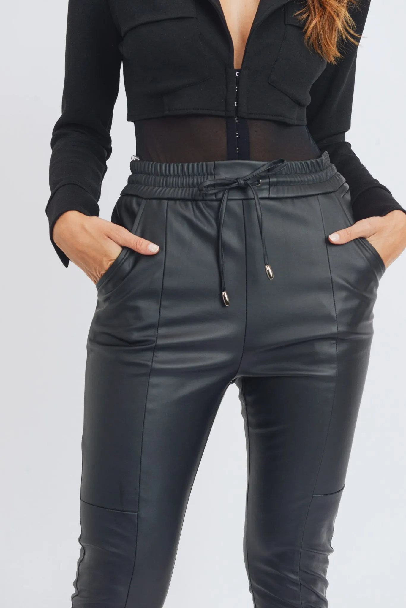 ARIELLA FAUX LEATHER PANTS (BLACK)