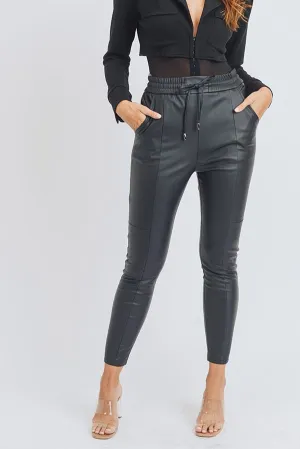 ARIELLA FAUX LEATHER PANTS (BLACK)