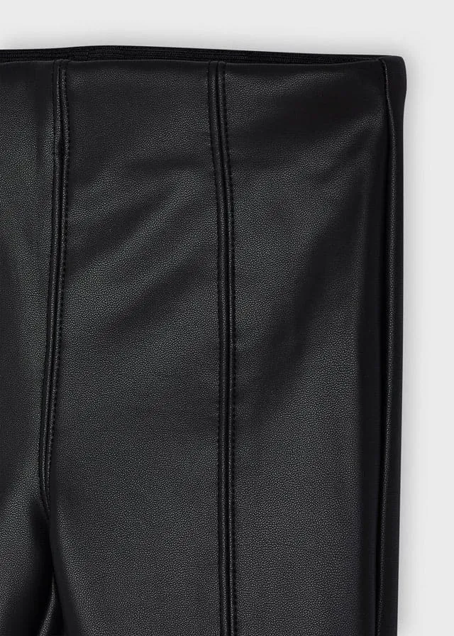 AW22 Mayoral Girls Black Faux Leather Leggings 4736