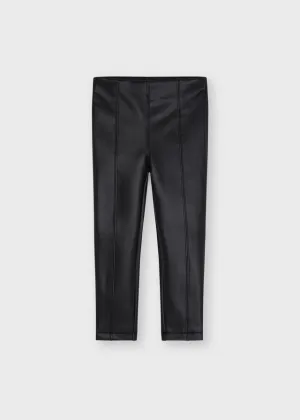 AW22 Mayoral Girls Black Faux Leather Leggings 4736